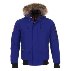 Parka Vraie Fourrure Homme CALOZ Bleu