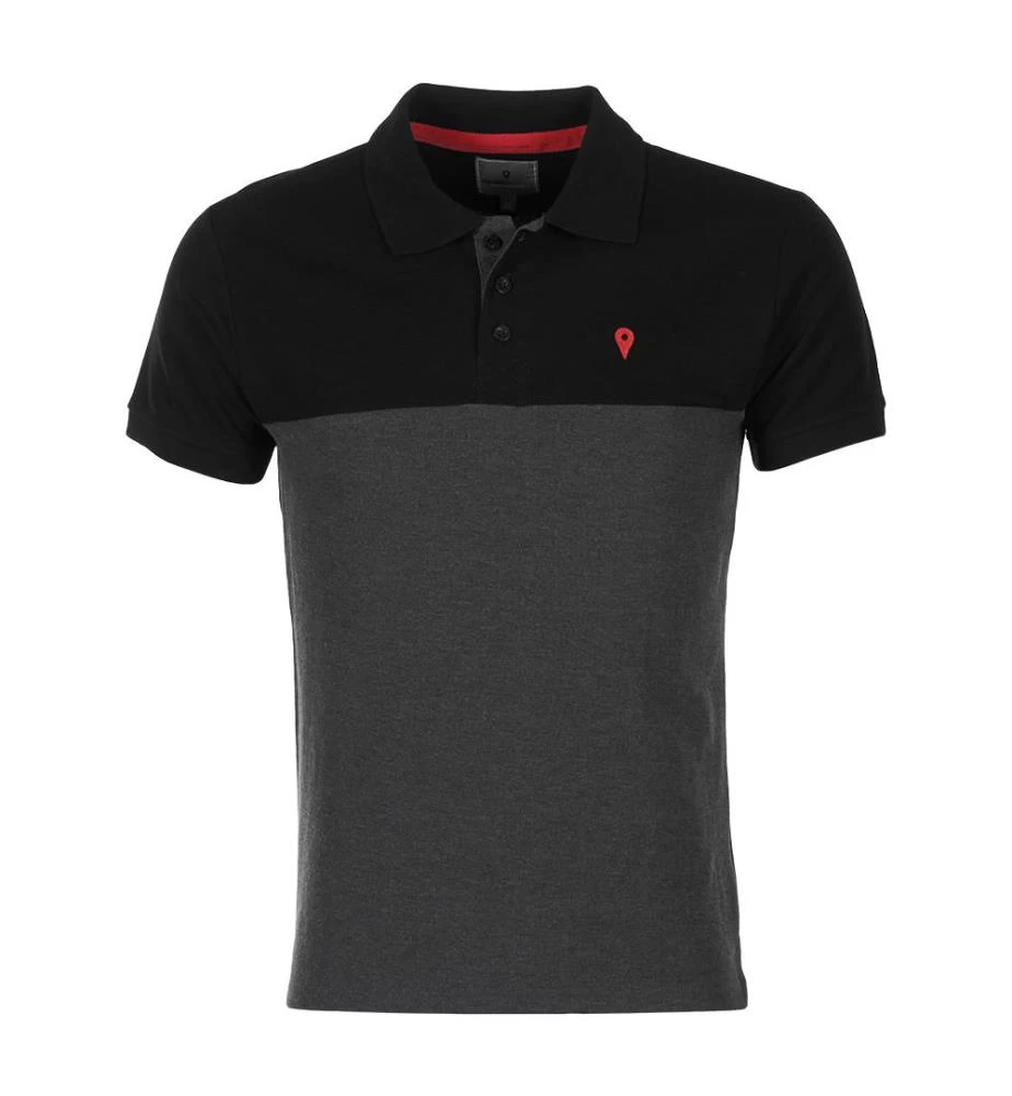 Polo Manches Courtes Homme CALOSTE Noir/gris 1 Polo Manches Courtes Homme CALOSTE Noir/gris