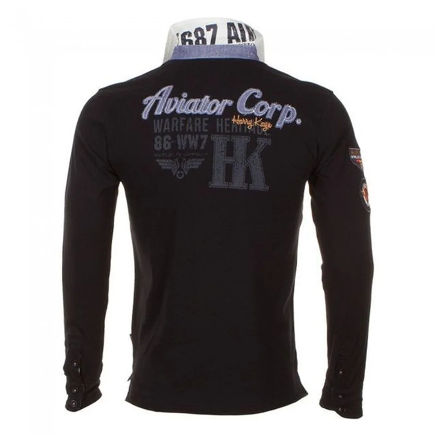 Polo Manches Longues Homme CORIDOR Noir 2 Polo Manches Longues Homme CORIDOR Noir – Image 2